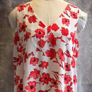 KENAR White and Red Flowered Shell - Sz L